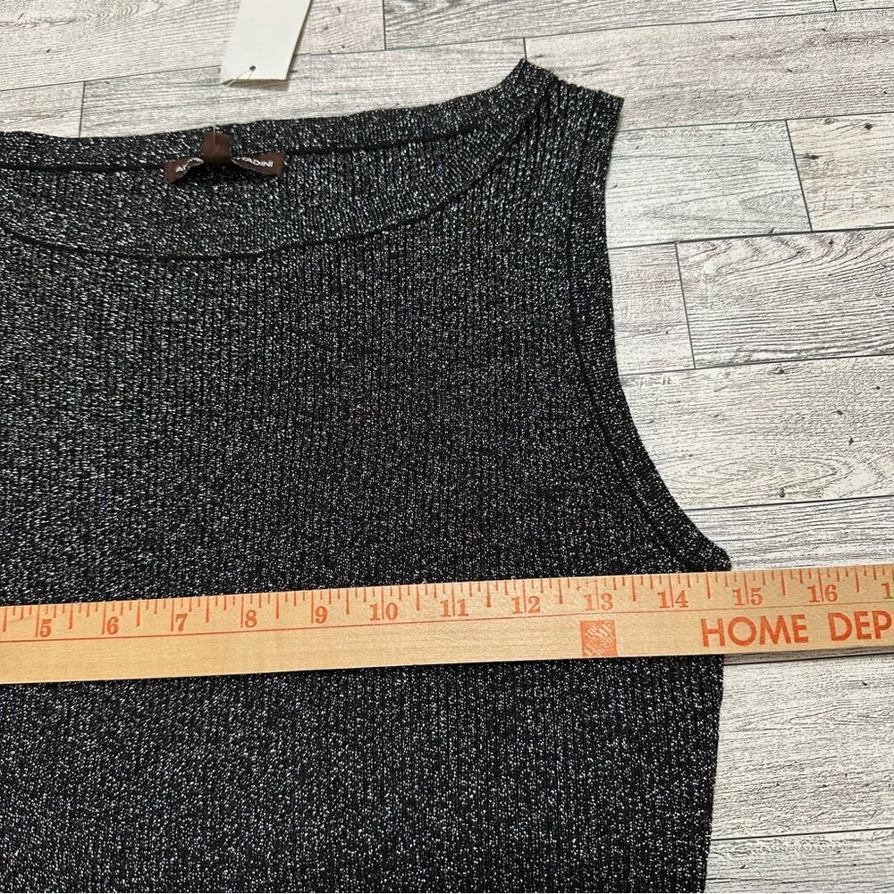 $159 ADRIENNE VITTADINI WOOL METALLIC SLEEVELESS STRETCH RIBBED KNIT DRESS NWT - Picture 5 of 11